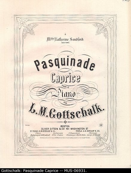 Gottschalk, Louis Moreau - Pasquinade Caprice, Op. 59 (Doyle D-113),