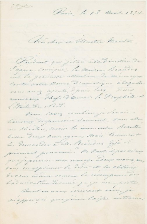 Barret, Apollon - Autograph Letter to Massenet Signed