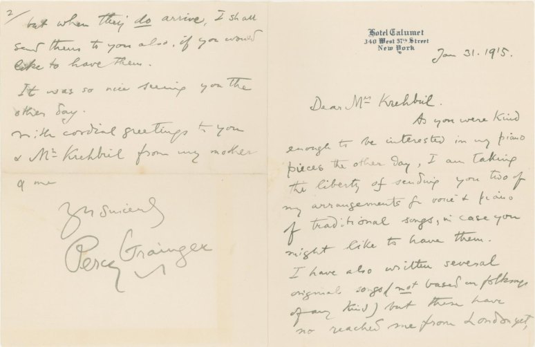 Grainger, Percy - Autograph Letter Signed