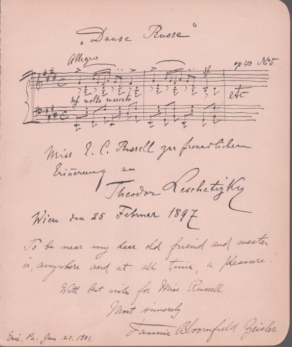 LESCHETIZKY, ZEISLER, AND KONTSKI - Leschetizky, Théodore - Two