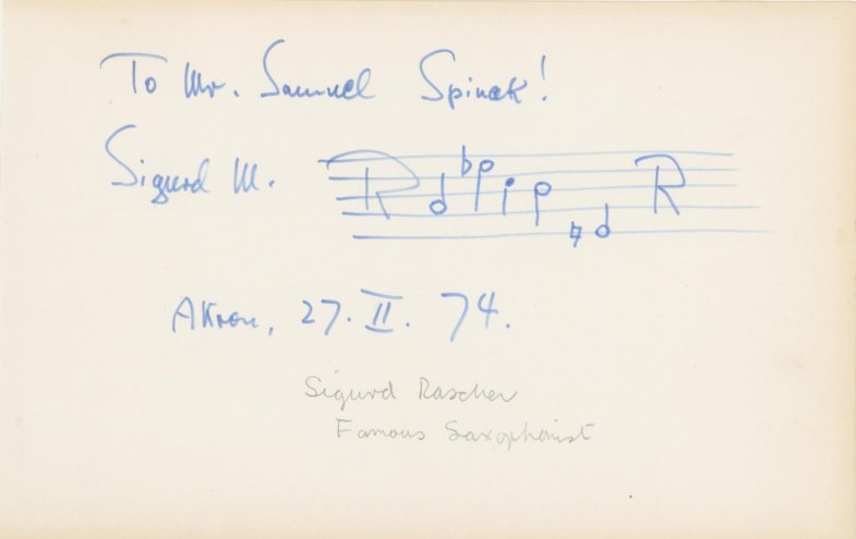 SAXOPHONE - SIGURD RASCHER - Rascher, Sigurd - Autograph Musical