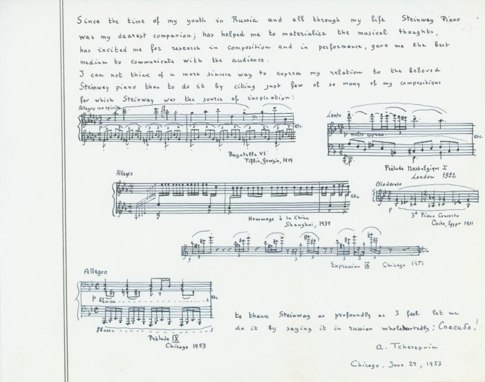Tcherepnin, Alexander - Six Musical Quotations Signed