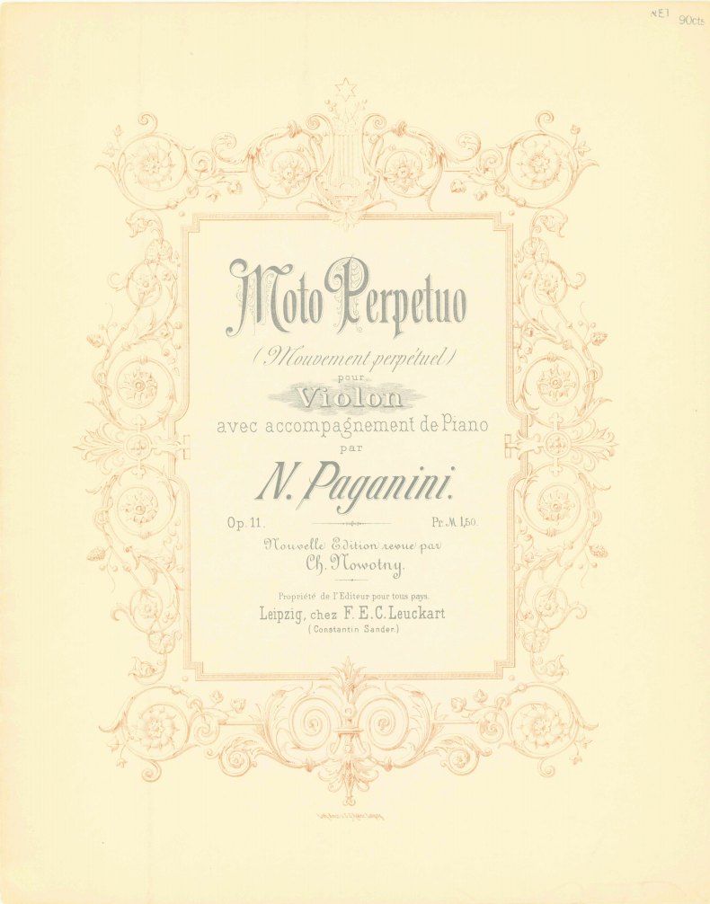 Paganini, Nicolò - Moto Perpetuo (Mouvement perpétuel) pour Violon