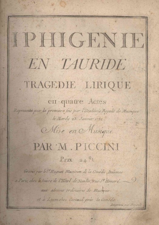 Piccinni, Nicolò - Iphigenie en Tauride. [Full score].