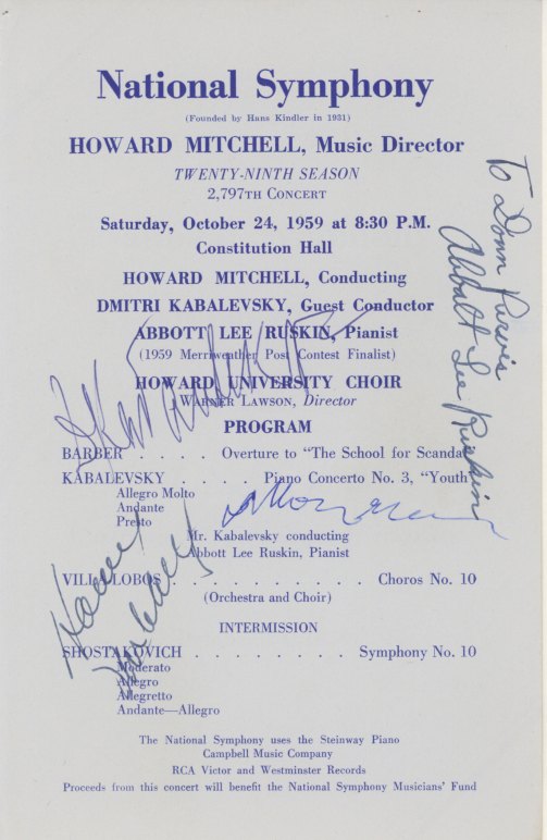 Shostakovich, Dmitri - Signed Concert Program